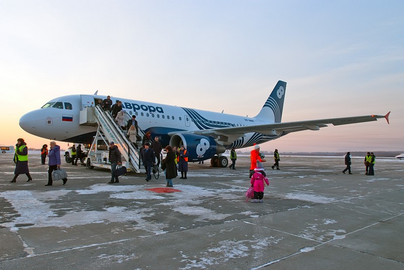 Первый рейс авиакомпании «Аврора» приземлился в аэропорту Хабаровск